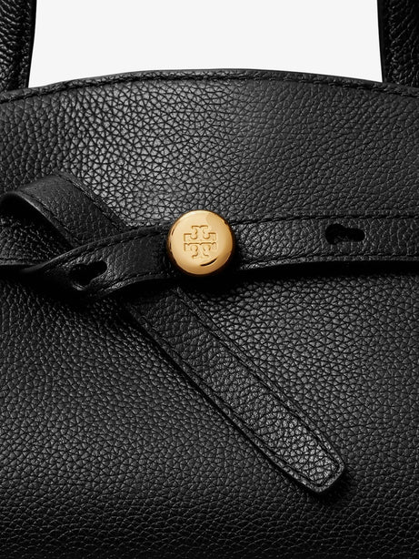 Tory Burch Romy Small Leather Satchel Bag with shoulder strap - Black