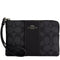 Coach Corner Zip Wristlet In Signature Canvas With Stripe - Charcoal/ Black CW854