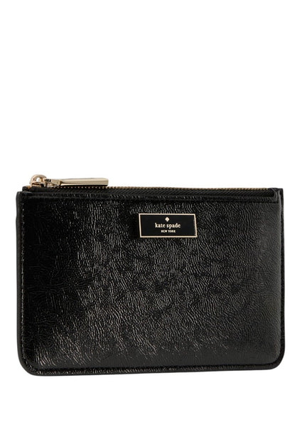 Kate Spade Bridget Crinkle Patent Large Slim Card Holder - Black