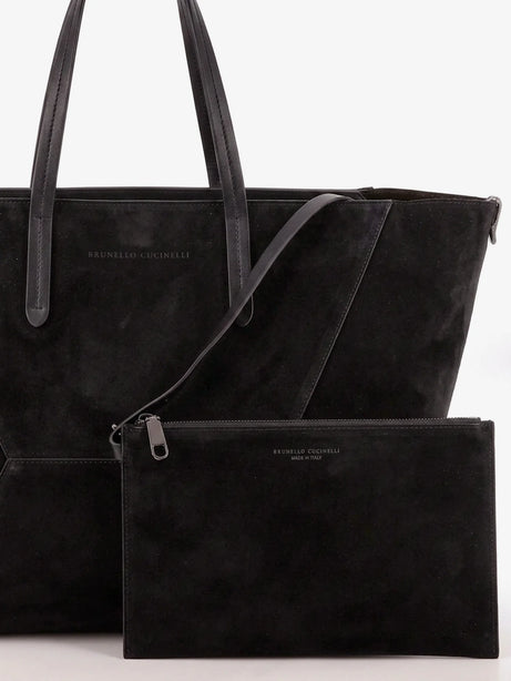 Brunello Cucinelli BC Duo suede shoulder bag with engraved logo - Pepe