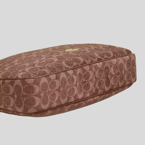 COACH Ella Shoulder Bag In Signature Chenille Light Khaki/Vintage Brown RS-CCE49