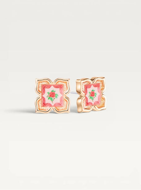 [Rare Bird Collection] Peranakan Floral Stud - Rosy Pink