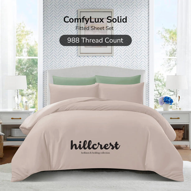 Hillcrest ComfyLux Solid 988TC | Fitted Sheet Set I No Quilt Cover - 6 Colour