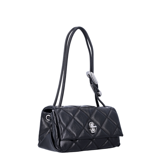 Quilted Mini Calf Leather Shoulder Bag - Black