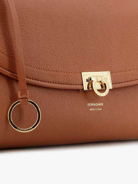 Ferragamo Leather shoulder bag with Gancini detail - Newcognac