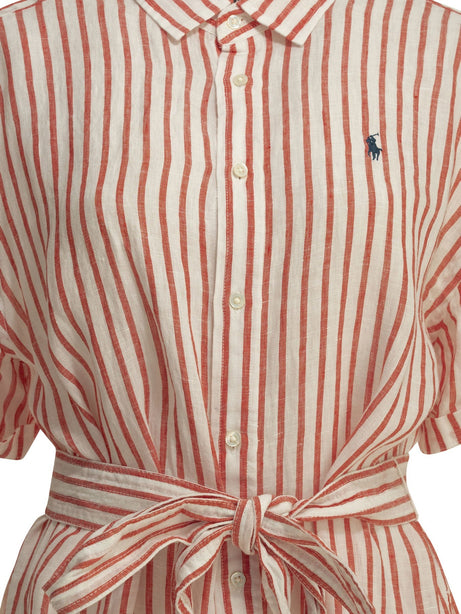 Polo Ralph Lauren Long shirt dress with logo - Red