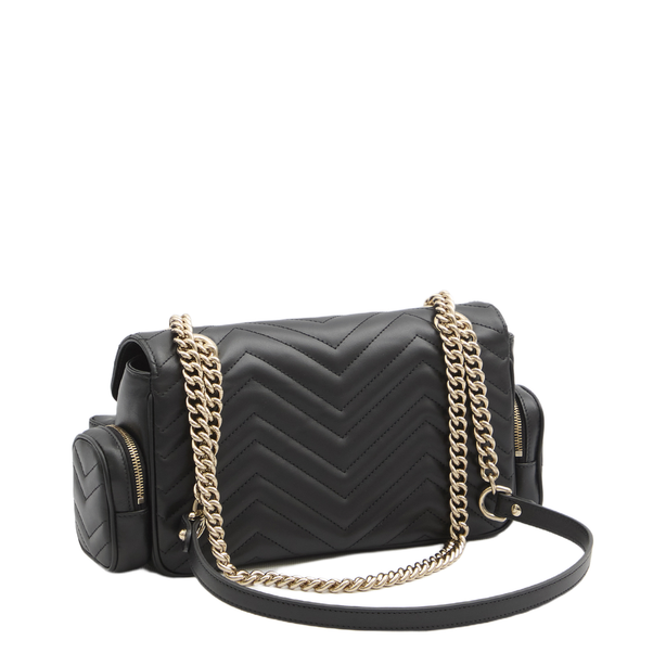 GG Marmont Small Calfskin Shoulder Bag - Black