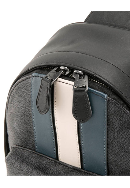 Coach Mens West Pack In Signature Canvas With Varsity Stripe - Black/Denim