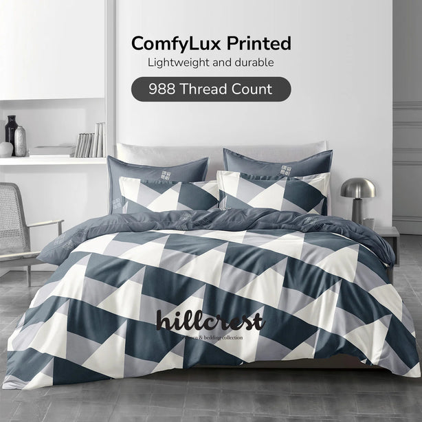 Hillcrest I 988TC ComfyLux I Printed Bedding Collection I Fitted Sheet Set I Summer Blanket