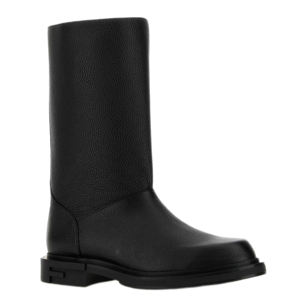 Black Leather Frame Boots