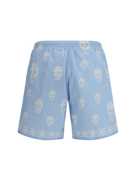 Light Blue Polyamide Bermuda Shorts
