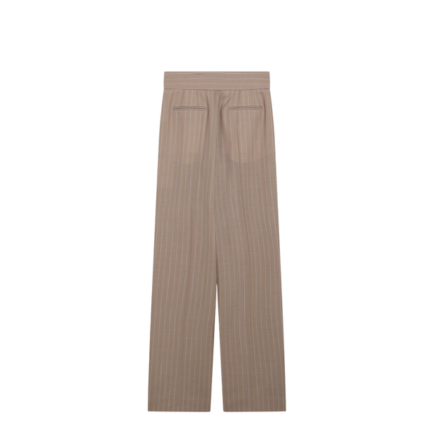 Mud-Colored Pinstripe Wool Trousers