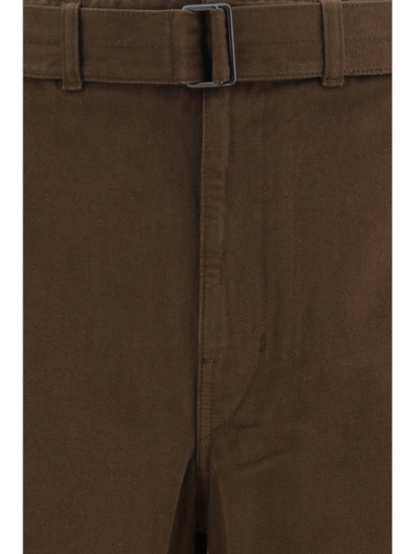 Lemaire Heavy dyed twill Belted Pants - Ristretto