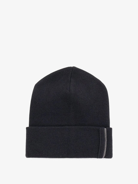 Brunello Cucinelli Cashmere hat with Monili detail - Nero