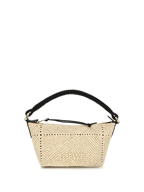 Loewe Mini Cala calf leather and raffia Top Handle Bag - Natural/Black