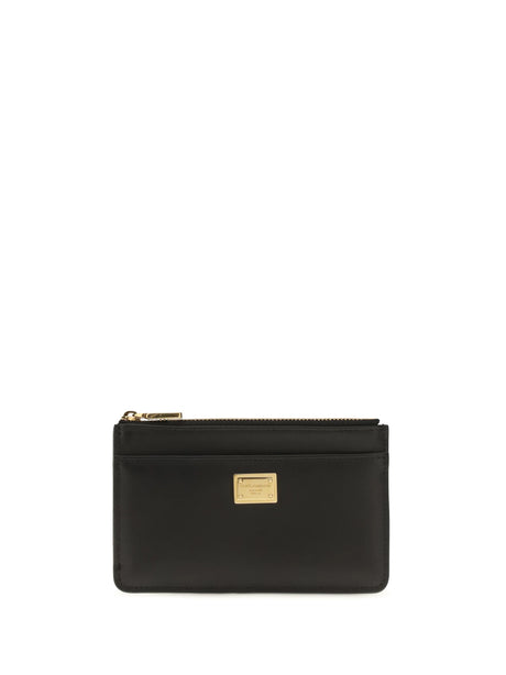 Dolce & Gabbana Leather zip Card Holder - Black