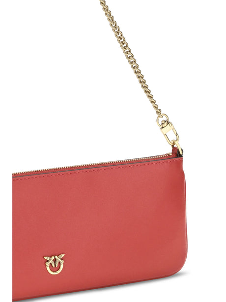 Pinko Horizontal Flat leather Shoulder Bag - Red Rio-Antique Gold