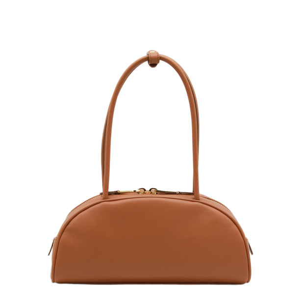 Beau Medium Calfskin Bowling Bag - Cognac