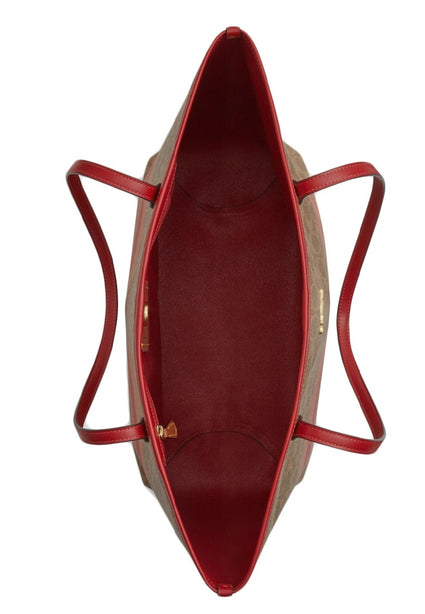 Coach City Tote Bag In Signature Canvas With Stripe - Tan Multi