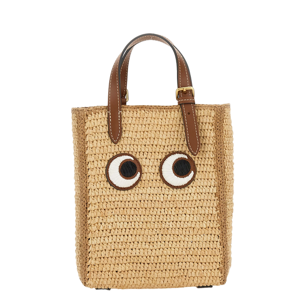 Mini Raffia & Leather Tote - Natural