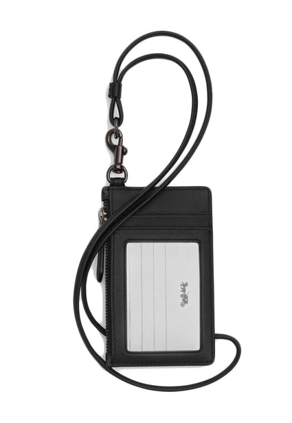 Coach Coach Mens Zip Lanyard Card Case In Signature Canvas - Charcoal/Black