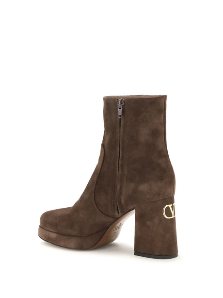 Valentino Garavani Platform Ankle Boots - Ebony Brown