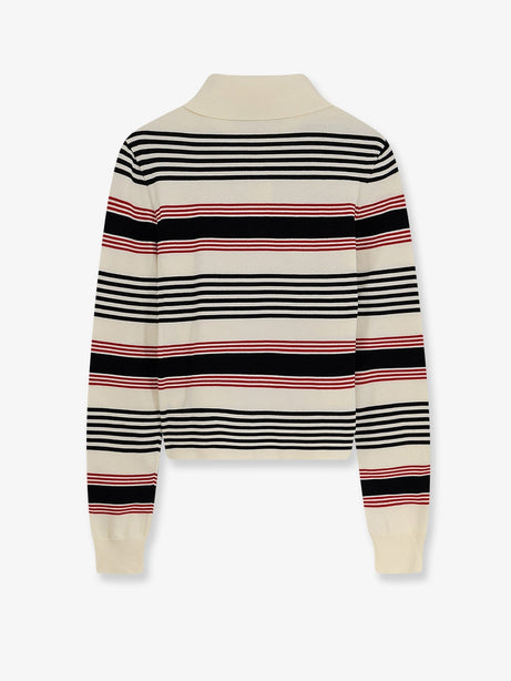Celine Striped cotton polo sweater - Whiteblackred