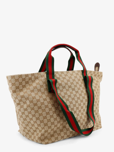 Gucci GG fabric shopping bag with Nastro Web handle detail - Vintsanddkbrovrv