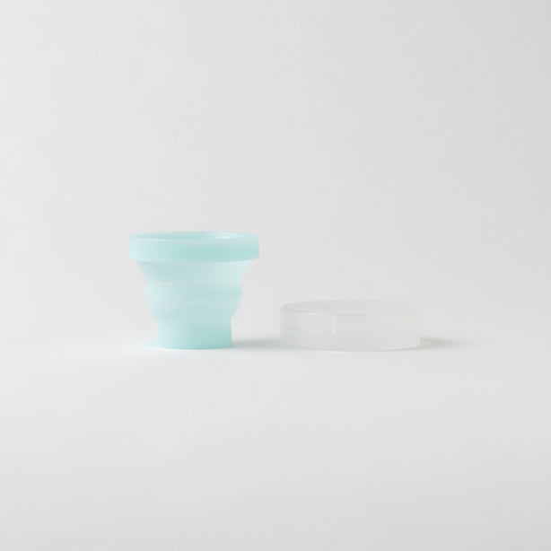 Foldable Travel Cup with Case (74x77x20mm)- Light Blue
