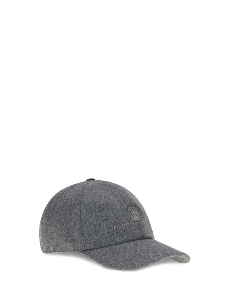 Brunello Cucinelli Logo Baseball Hat - Grey Medio+Brown