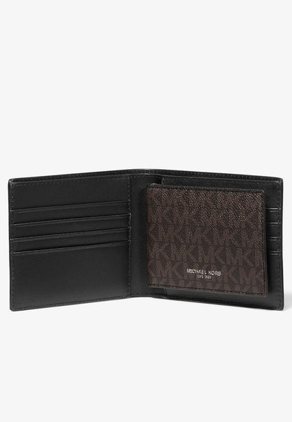 Michael Kors Men Cooper Billfold with Passcase - Signature Dark Brown