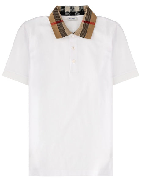 Vintage Check Collar Polo White