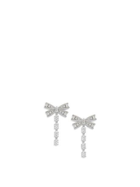 Self-Portrait Dangling earrings with crystals - Silver