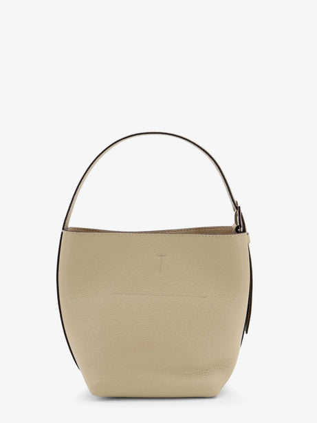Toteme Petite Belted leather handbag with logo lettering print - Cashew