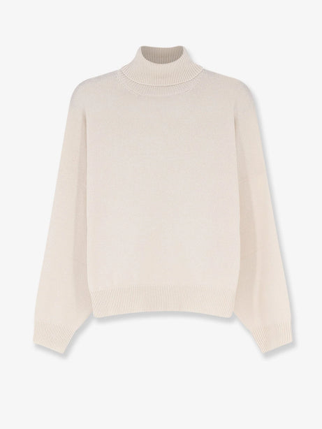 Brunello Cucinelli Cashmere turtleneck with Monili detail on the back - English White