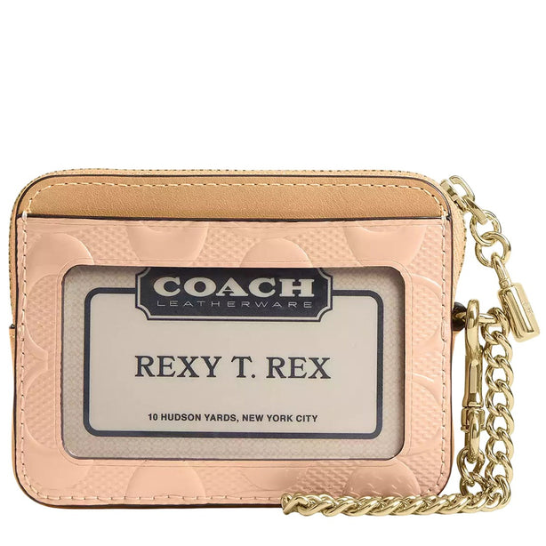 Coach Zip Card Case In Signature Leather With Charm - Faded Blush CFI29