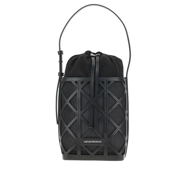 EMPORIO ARMANI Faux leather and mesh bucket bag