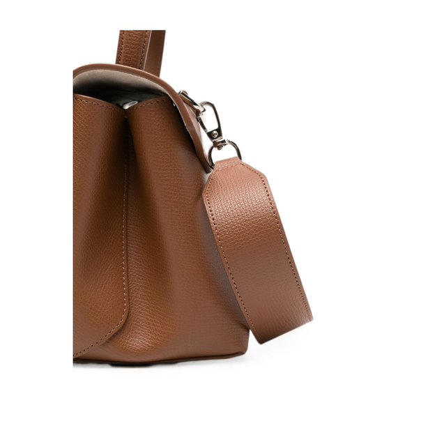Mini Grained Leather Handbag - Brown