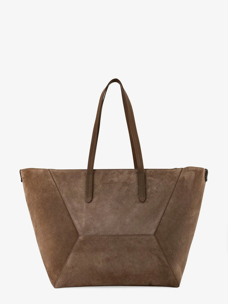 Brunello Cucinelli BC Duo suede shoulder bag with engraved logo - Torba