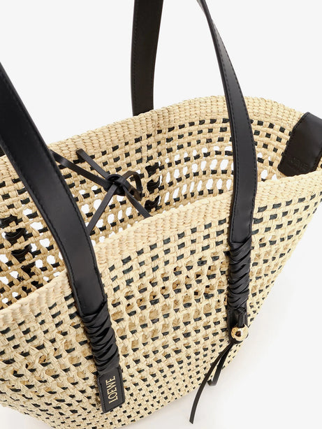 Loewe Paula's Ibiza -Braid raffia and leather shoulder bag - Naturalblack