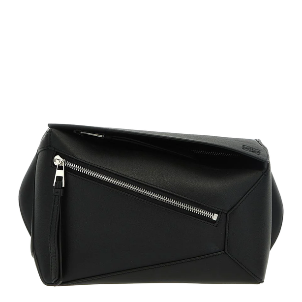 Puzzle Edge Small Calfskin Bumbag - Black