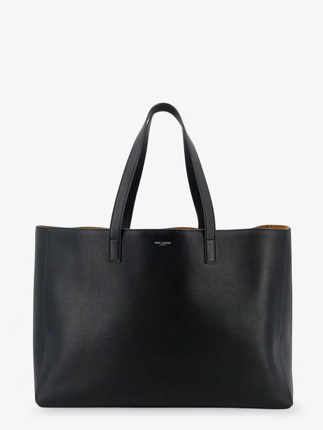 Saint Laurent Leather shopping bag with front logo - Nerorusticcamel