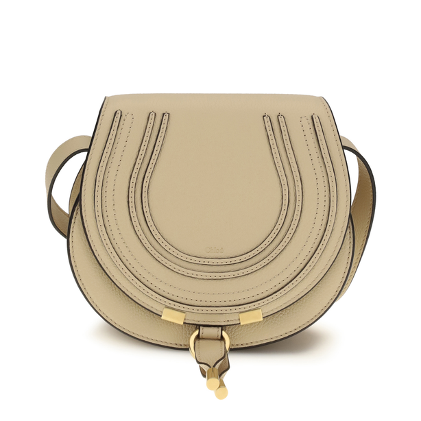 Marcie Small Calfskin Shoulder Bag - Beige