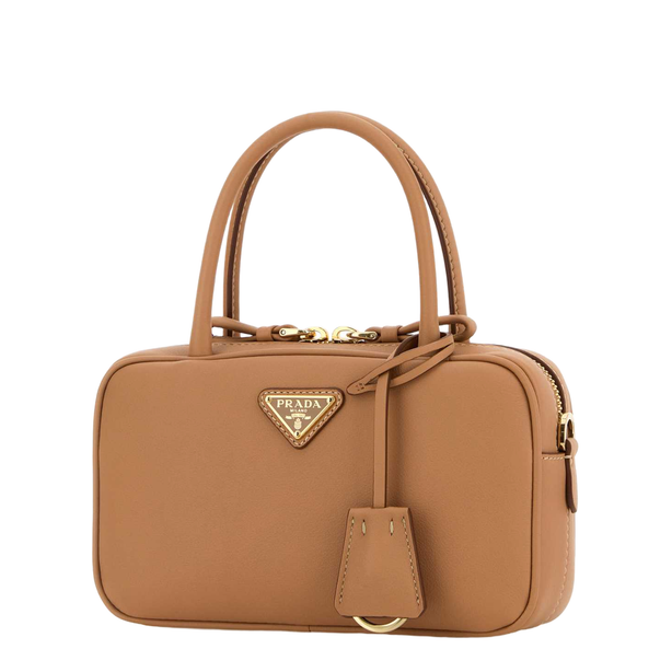 Soft Grain Leather Handbags - Peach Beige