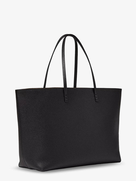 Fendi Medium Leather Roll Shopping Bag - Neromoro