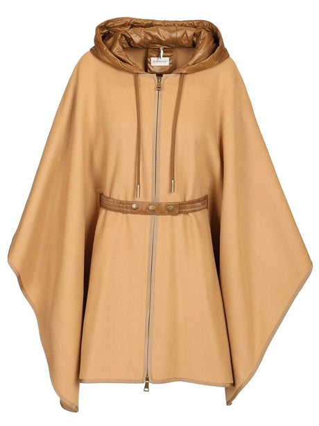 Moncler Padded Wool Blend Cape - Beige