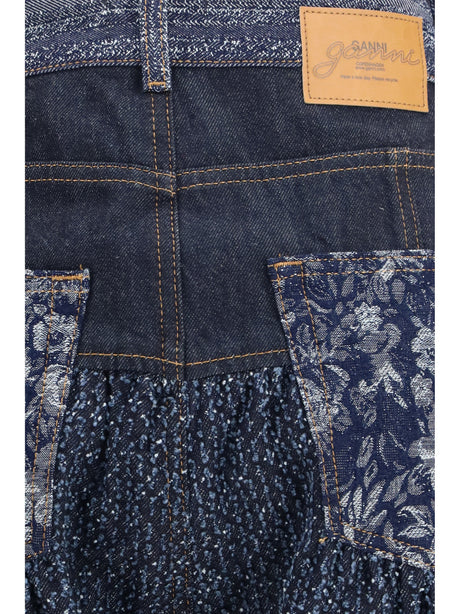 Embroidered Corset Balloon Jeans
