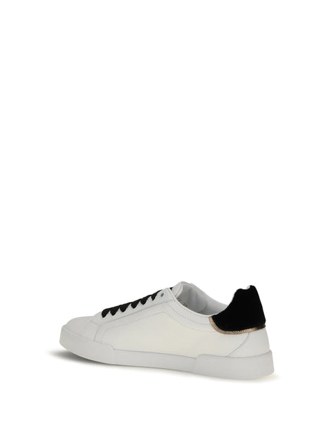 Dolce & Gabbana Leather Sneakers with logo - White/Black