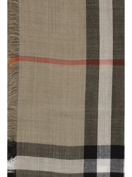 Burberry Check reversible wool and silk Scarf - Sand/Vole Brown