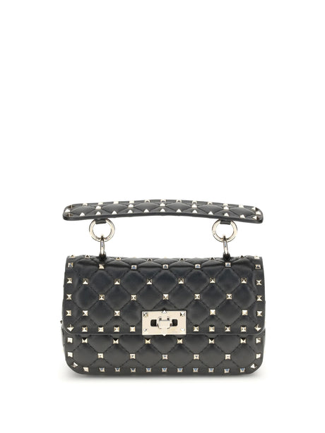Valentino Garavani Rockstud Spike mini Top Handle Bag in nappa - Black